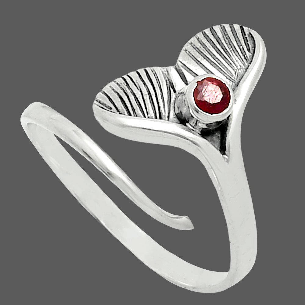Premium Mermaid Tail Charm Hessonite Garnet Ring size-9 R-1070 14-ER10151