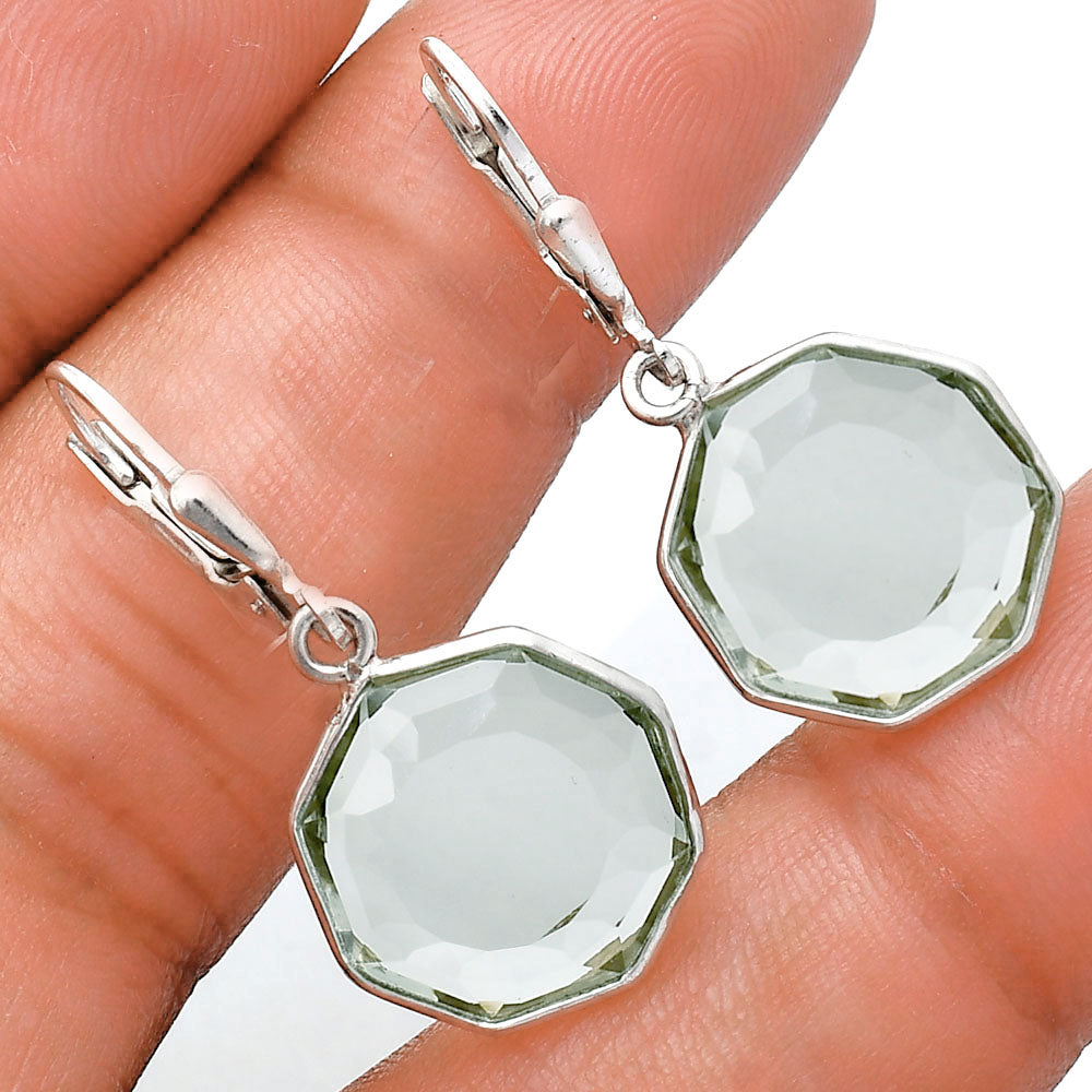 Fancy Cut Premium Prasiolite (Green Amethyst) Earrings E-1254 16-EE10175