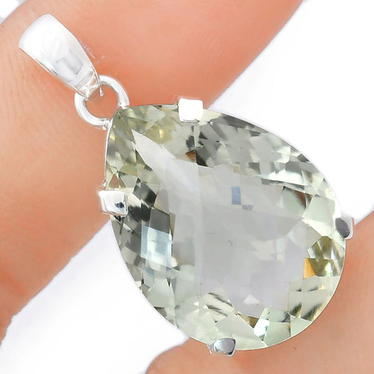 Premium Quality Prasiolite (Green Amethyst) Checker Pendant P-1013 16-EP10070