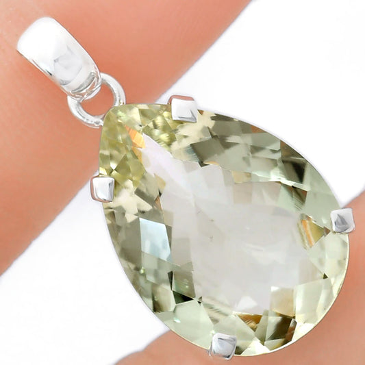 Premium Quality Prasiolite (Green Amethyst) Checker Pendant P-1013 16-EP10071