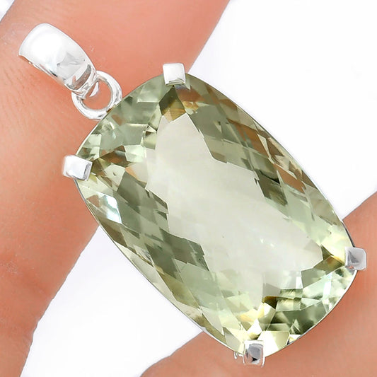 Premium Quality Prasiolite (Green Amethyst) Checker Pendant P-1013 16-EP10072