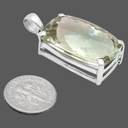 Premium Quality Prasiolite (Green Amethyst) Checker Pendant P-1013 16-EP10072