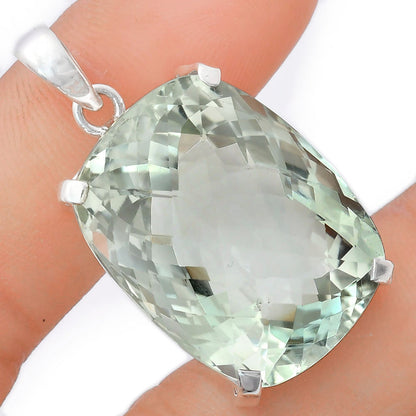 Premium Quality Prasiolite (Green Amethyst) Checker Pendant P-1013 16-EP10073