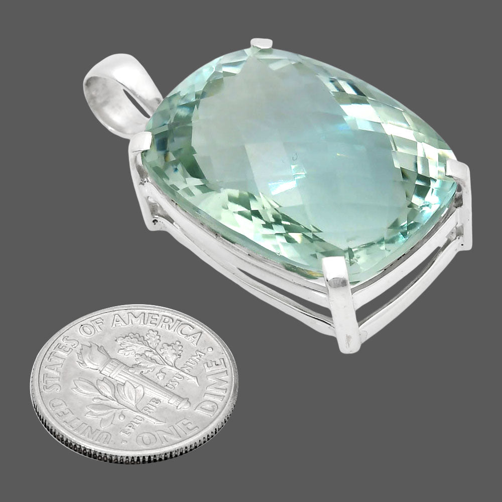 Premium Quality Prasiolite (Green Amethyst) Checker Pendant P-1013 16-EP10073