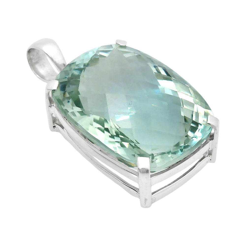Premium Quality Prasiolite (Green Amethyst) Checker Pendant P-1013 16-EP10073