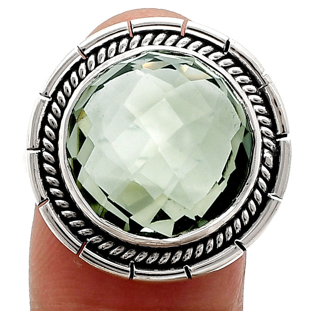 Premium Quality Prasiolite Briolette Ring size-10 R-1728 16-ER10188