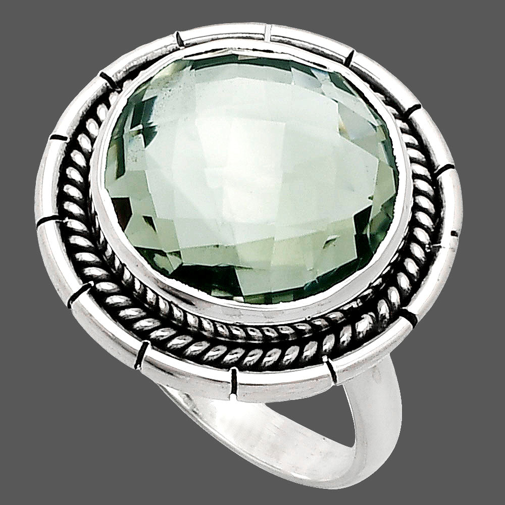 Premium Quality Prasiolite Briolette Ring size-10 R-1728 16-ER10188