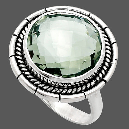 Premium Quality Prasiolite Briolette Ring size-10 R-1728 16-ER10188