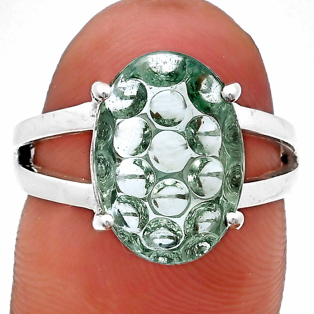 Fancy Cut Premium Prasiolite (Green Amethyst) Ring size-8 R-1019 16-ER10189