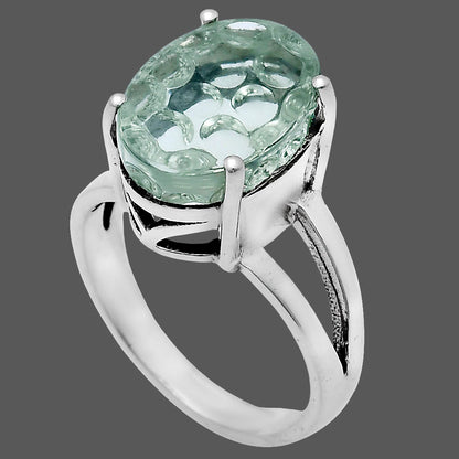 Fancy Cut Premium Prasiolite (Green Amethyst) Ring size-8 R-1019 16-ER10189