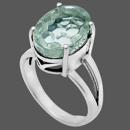 Fancy Cut Premium Prasiolite (Green Amethyst) Ring size-9 R-1019 16-ER10196