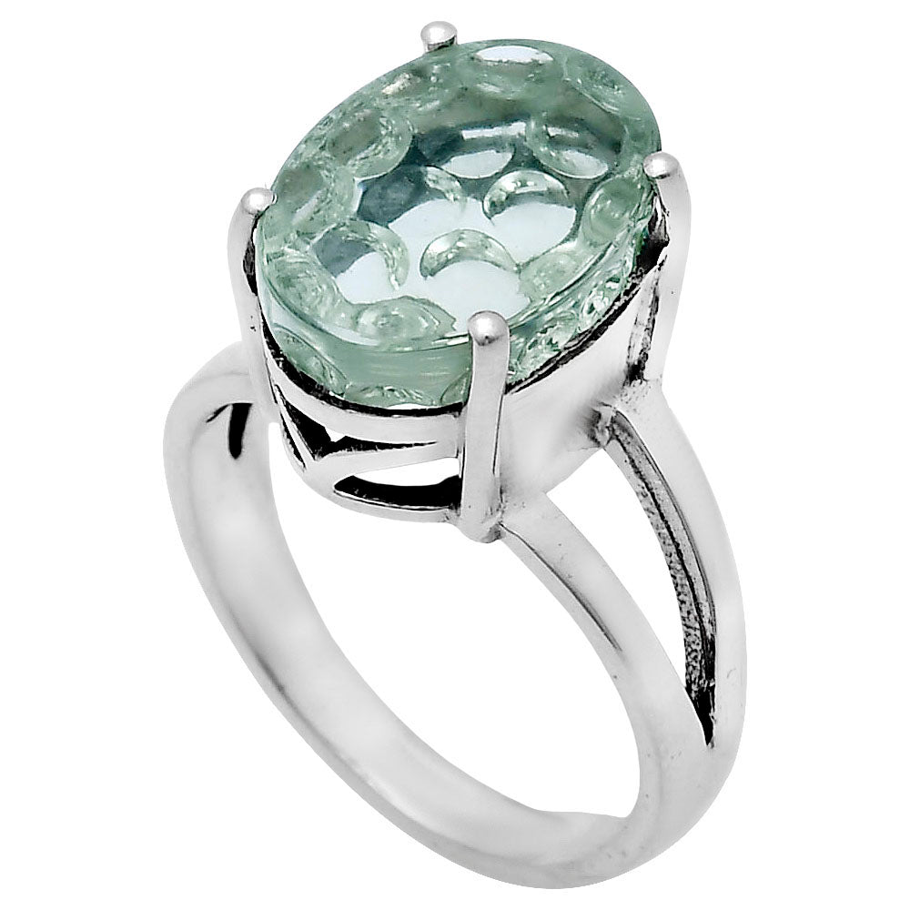 Fancy Cut Premium Prasiolite (Green Amethyst) Ring size-9 R-1019 16-ER10199