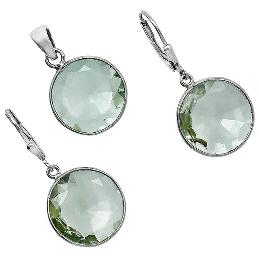 Premium Quality Prasiolite Pendant Earrings Set T-1015 16-ET10011