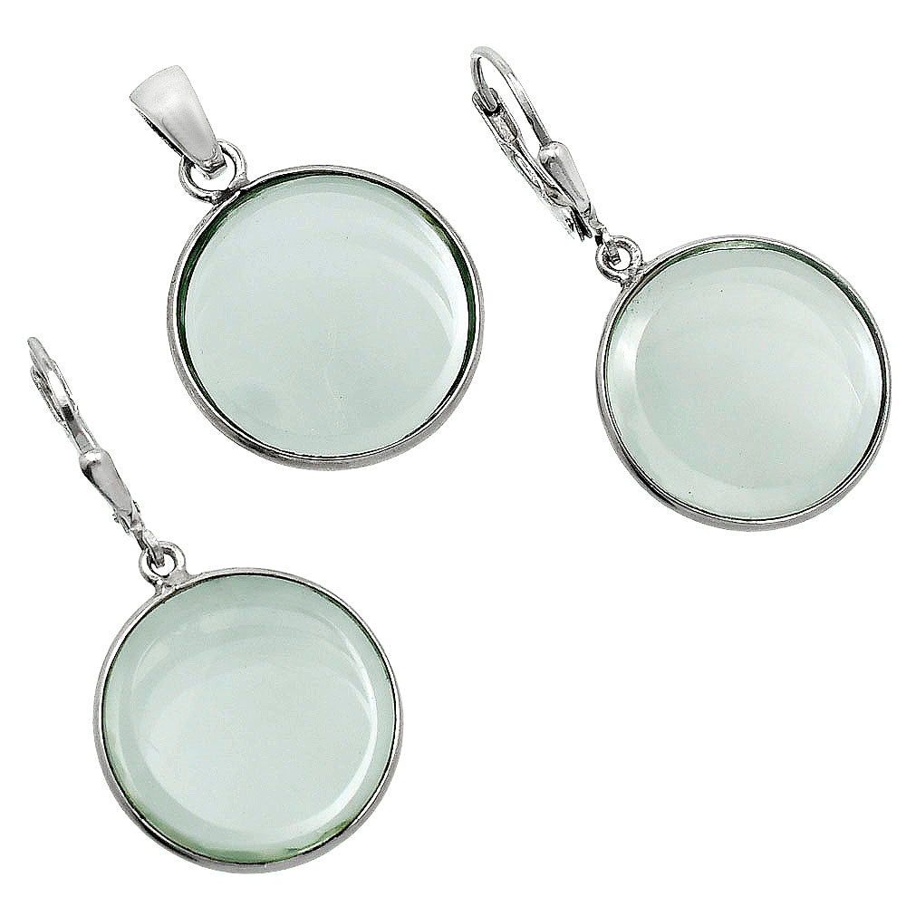 Premium Quality Prasiolite Pendant Earrings Set T-1015 16-ET10012