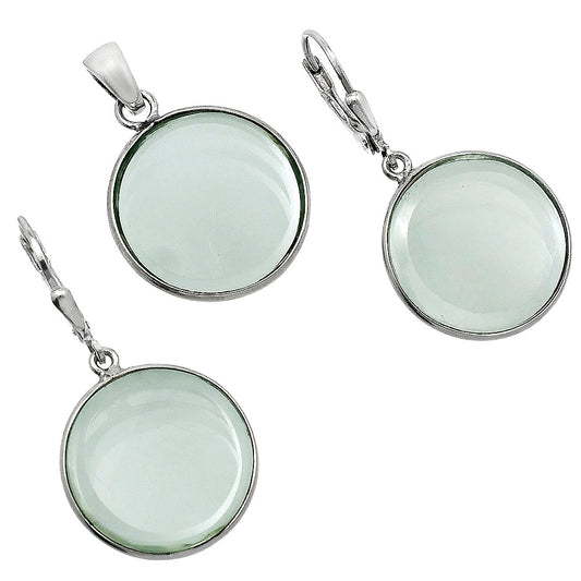 Premium Quality Prasiolite Pendant Earrings Set T-1015 16-ET10012