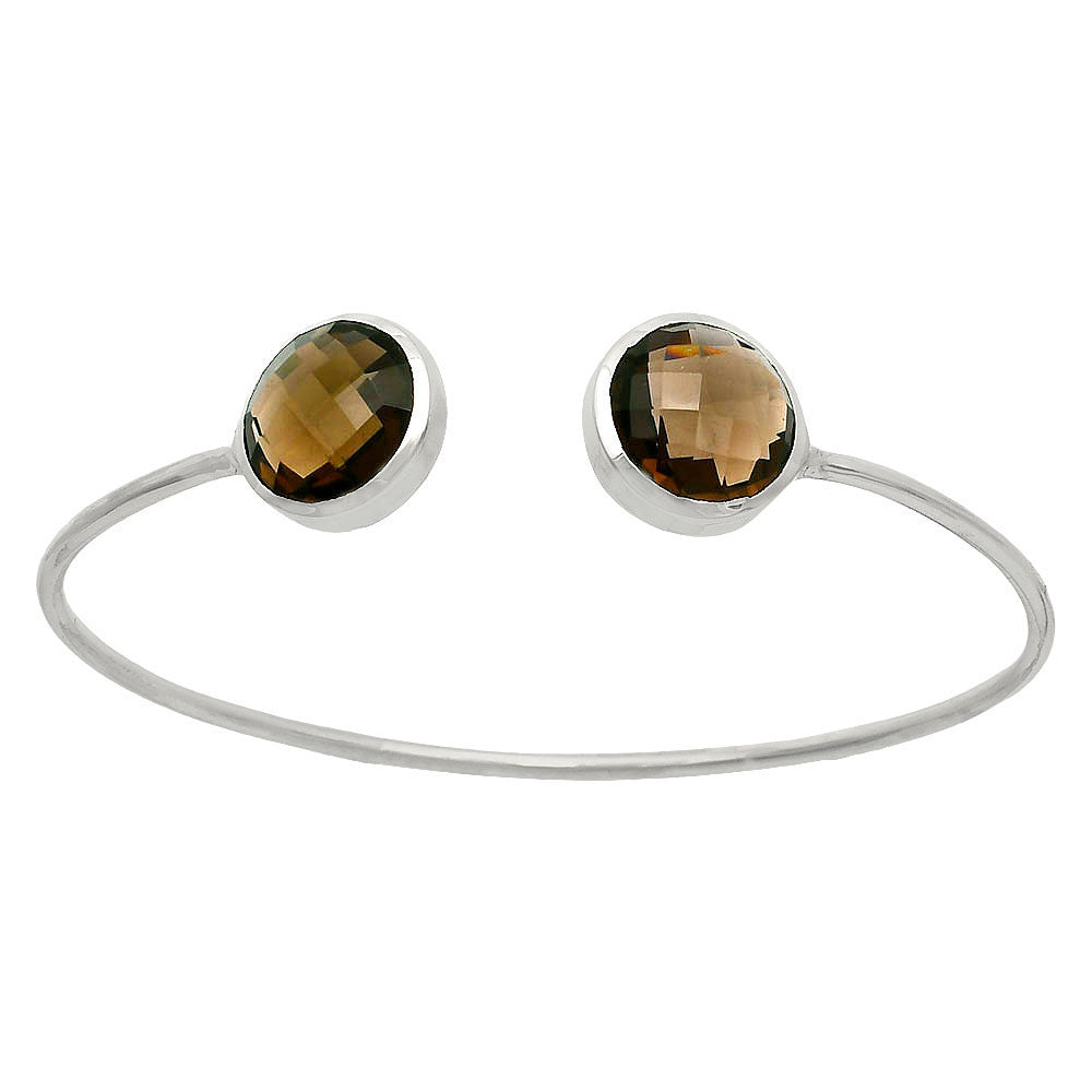 Premium Quality Smoky Quartz Briolette Cuff Bangle Bracelet B-1004 17-EB10069