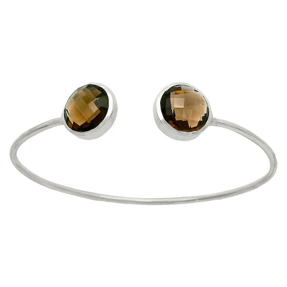 Premium Quality Smoky Quartz Briolette Cuff Bangle Bracelet B-1004 17-EB10069