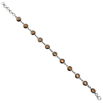 Premium Quality Smoky Quartz Checker Briolette Bracelet B-1001 17-EB10072