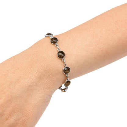 Premium Quality Smoky Quartz Checker Briolette Bracelet B-1001 17-EB10072