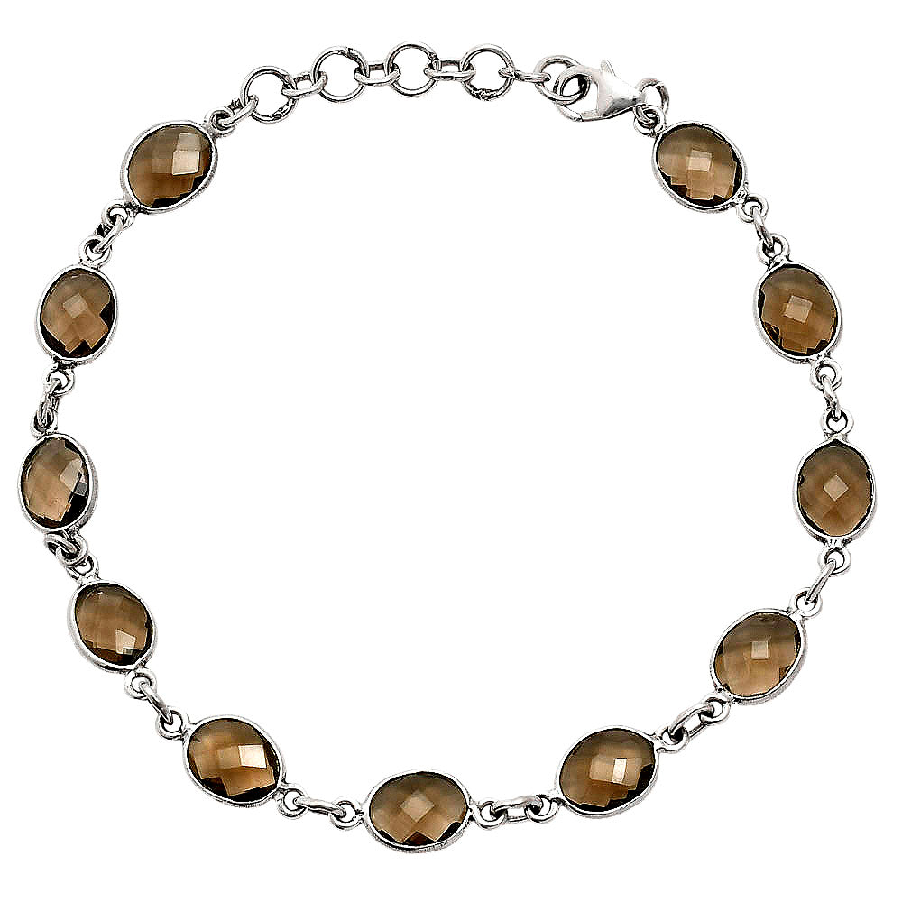 Premium Quality Smoky Quartz Checker Briolette Bracelet B-1001 17-EB10073