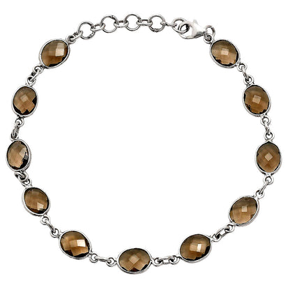Premium Quality Smoky Quartz Checker Briolette Bracelet B-1001 17-EB10073