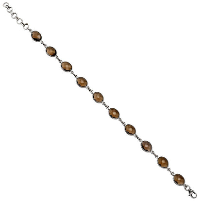 Premium Quality Smoky Quartz Checker Briolette Bracelet B-1001 17-EB10077