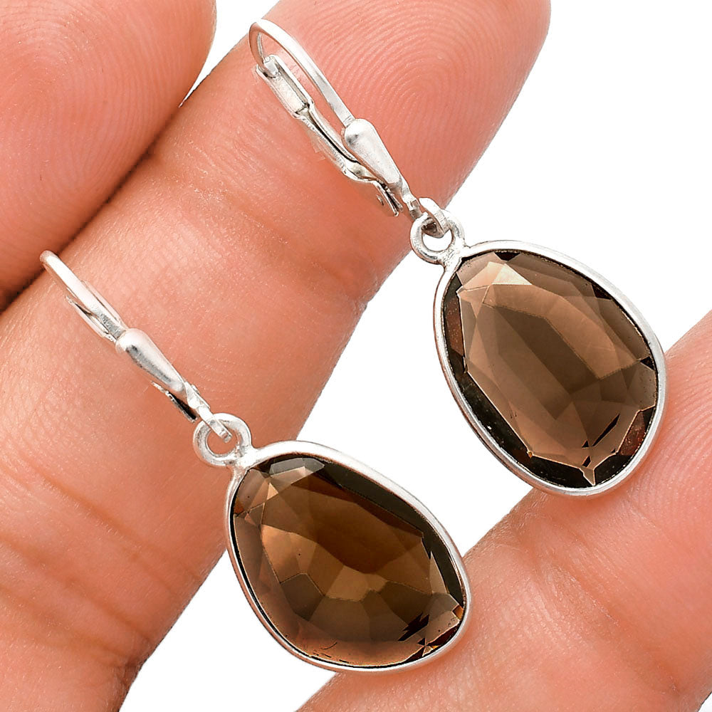 Fancy Cut Premium Smoky Quartz Earrings E-1254 17-EE10186
