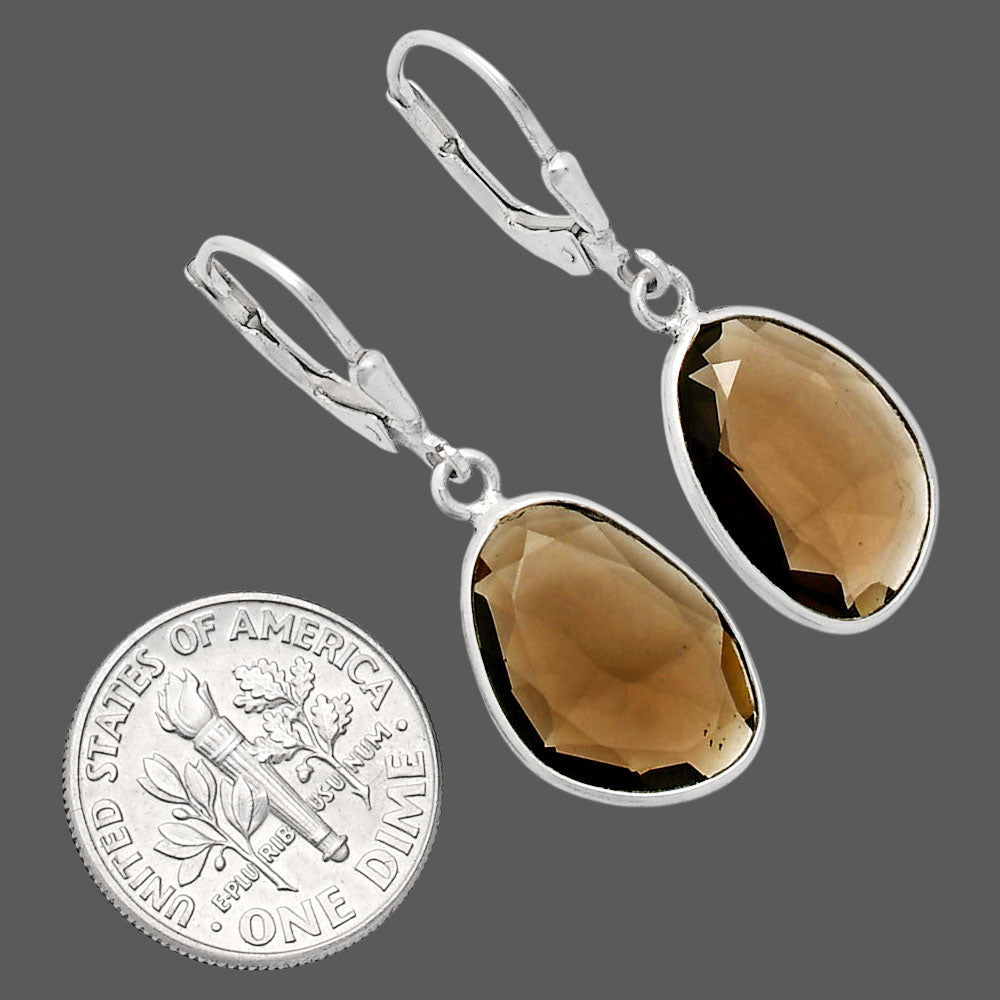 Fancy Cut Premium Smoky Quartz Earrings E-1254 17-EE10186