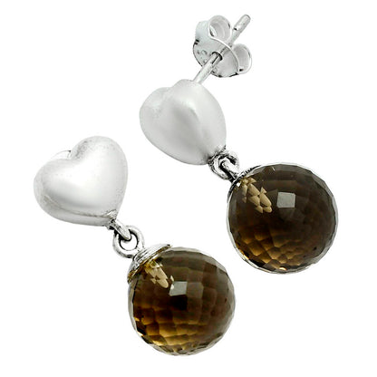 Premium Quality Heart - Smoky Quartz Ball - Brazil Earrings E-1258 17-EE10196
