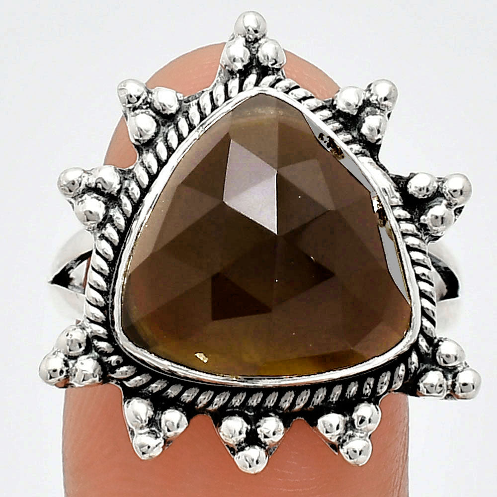 Premium Quality Smoky Quartz Checker - Brazil Ring size-9 R-1234 17-ER10208