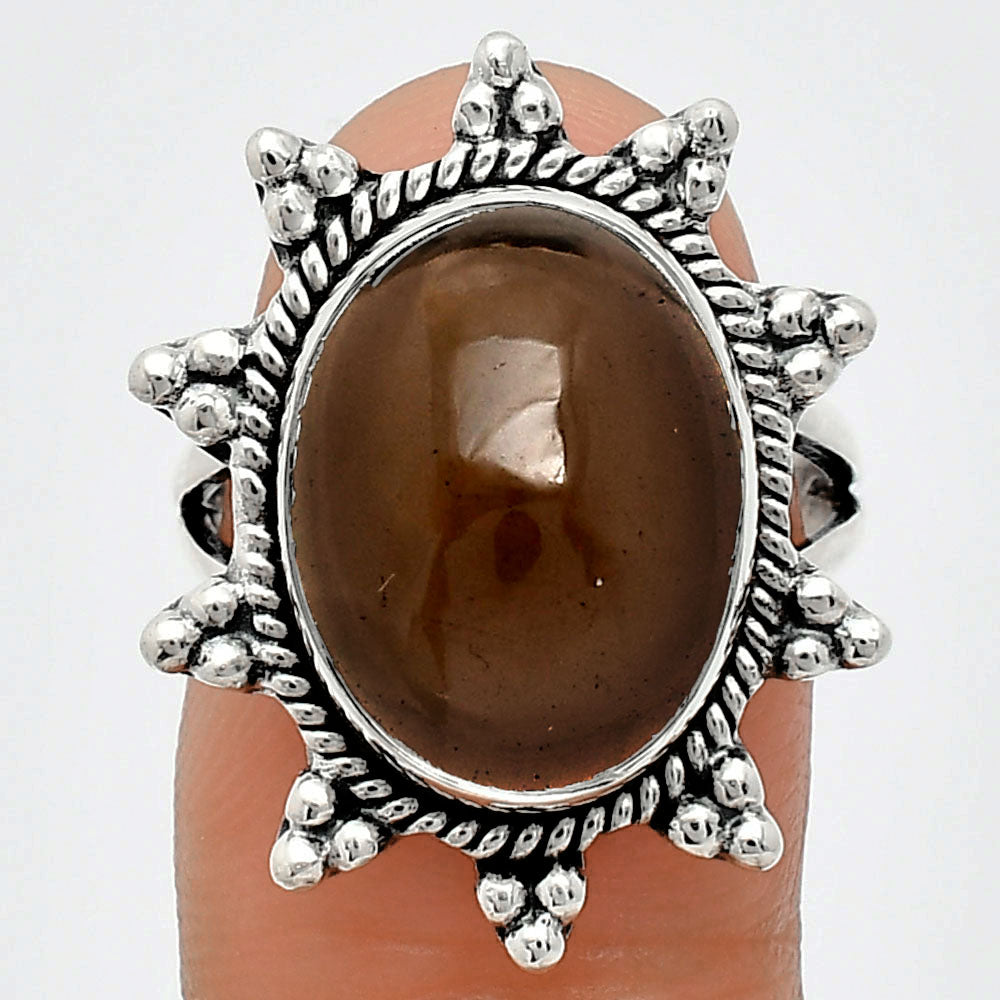 Premium Quality Smoky Quartz Cab - Brazil Ring size-7 R-1234 17-ER10214