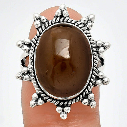 Premium Quality Smoky Quartz Cab - Brazil Ring size-7 R-1234 17-ER10215