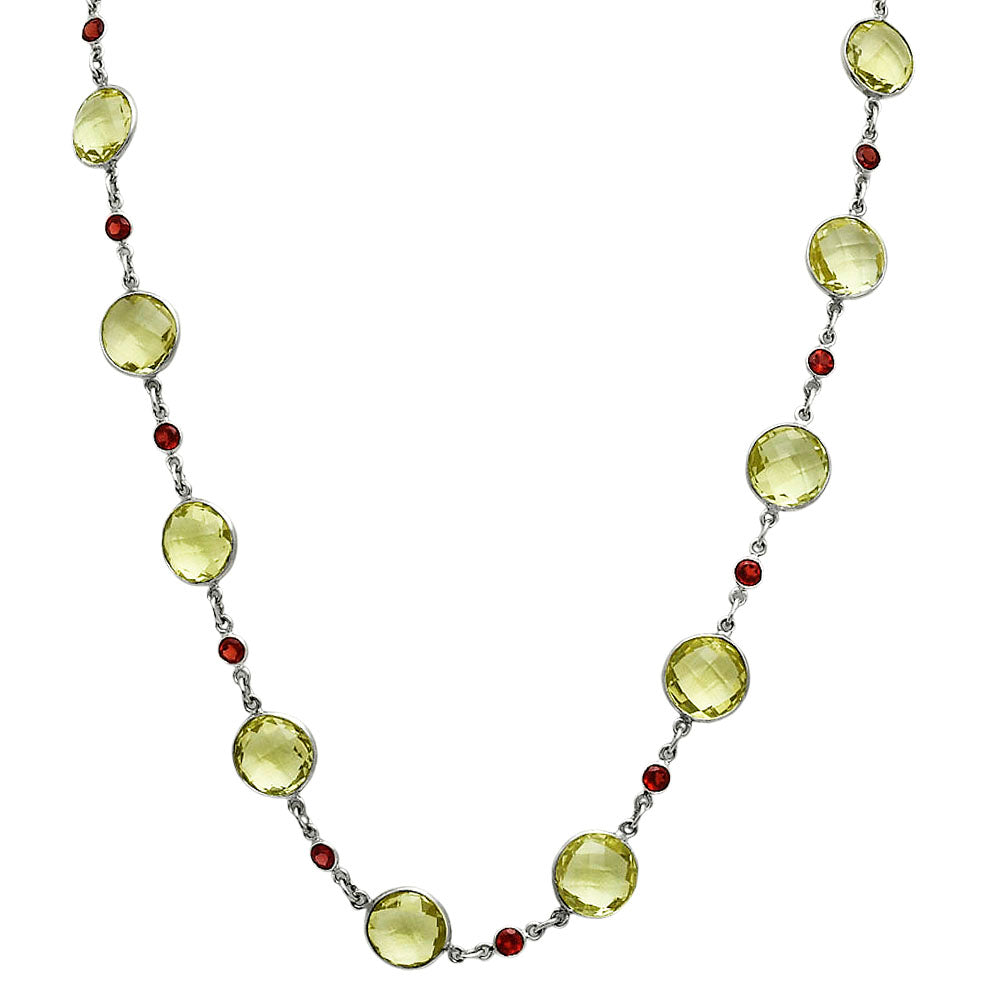 Premium Quality Lemon Quartz Briolette & Garnet Necklace N-1024 19-EN10057