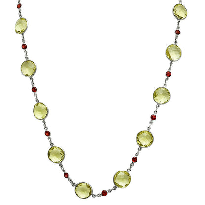 Premium Quality Lemon Quartz Briolette & Garnet Necklace N-1024 19-EN10057