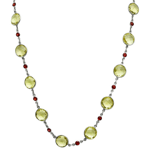 Premium Quality Lemon Quartz Briolette & Garnet Necklace N-1024 19-EN10057