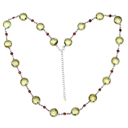 Premium Quality Lemon Quartz Briolette & Garnet Necklace N-1024 19-EN10057