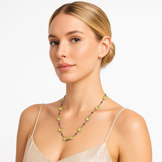 Premium Quality Lemon Quartz Briolette & Garnet Necklace N-1024 19-EN10057