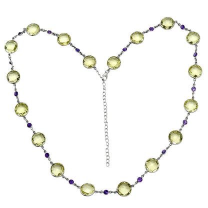 Premium Quality Lemon Quartz Briolette & Amethyst Necklace N-1024 19-EN10058