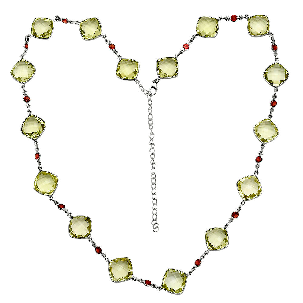Premium Quality Lemon Quartz Briolette & Garnet Necklace N-1024 19-EN10059
