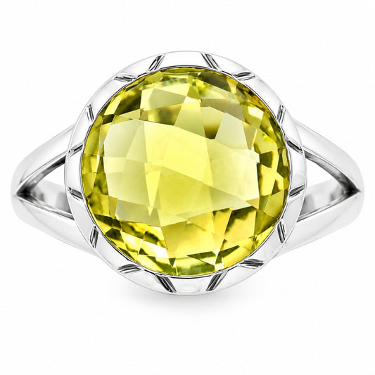 Premium Quality Green Gold Checker Briolette Ring size-8.5 R-1074 19-ER10226