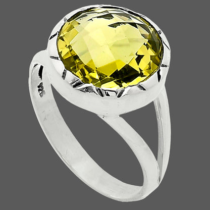 Premium Quality Green Gold Checker Briolette Ring size-8.5 R-1074 19-ER10226