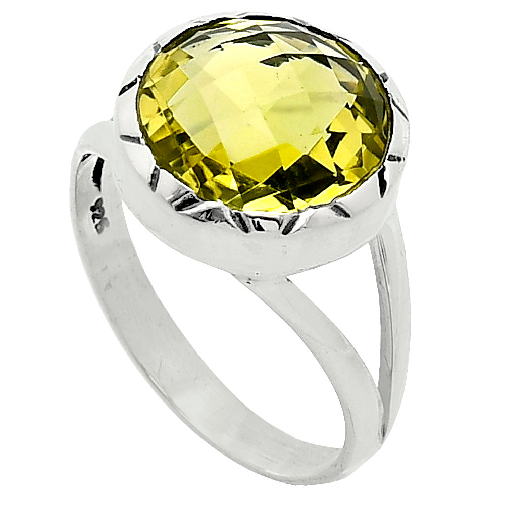 Premium Quality Green Gold Checker Briolette Ring size-8.5 R-1074 19-ER10226