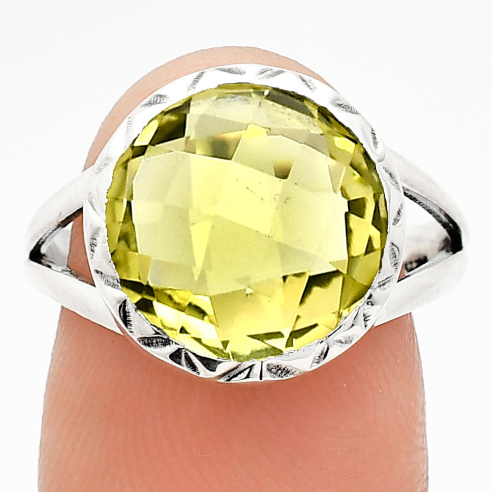 Premium Quality Green Gold Checker Briolette Ring size-8 R-1074 19-ER10227