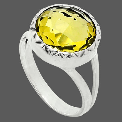 Premium Quality Green Gold Checker Briolette Ring size-8 R-1074 19-ER10227