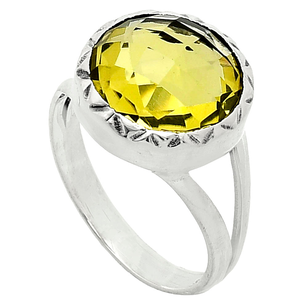 Premium Quality Green Gold Checker Briolette Ring size-8 R-1074 19-ER10227
