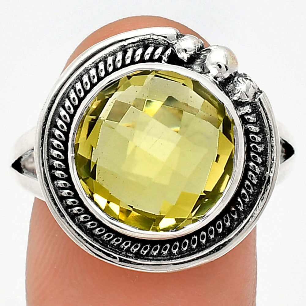 Premium Quality Green Gold Checker Briolette Ring size-9.5 R-1148 19-ER10228