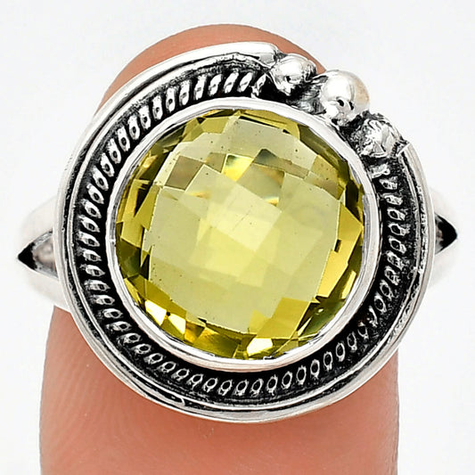 Premium Quality Green Gold Checker Briolette Ring size-9.5 R-1148 19-ER10228