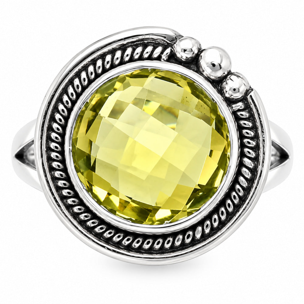 Premium Quality Green Gold Checker Briolette Ring size-6 R-1148 19-ER10229