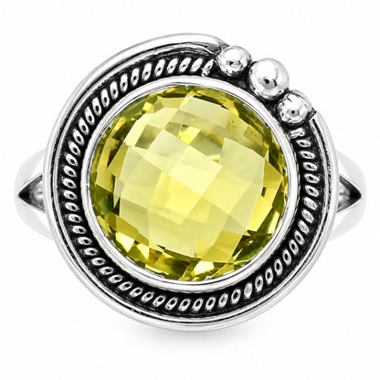 Premium Quality Green Gold Checker Briolette Ring size-6 R-1148 19-ER10229