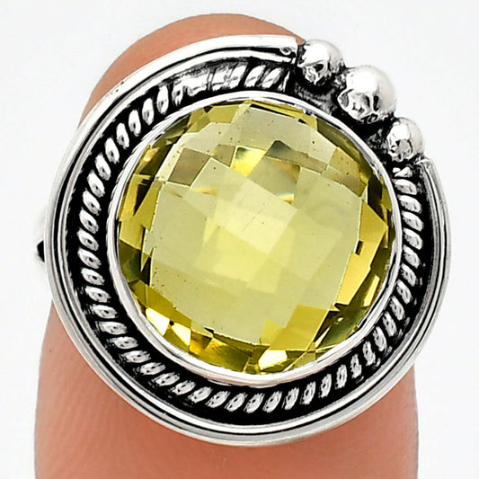 Premium Quality Green Gold Checker Briolette Ring size-6 R-1148 19-ER10229